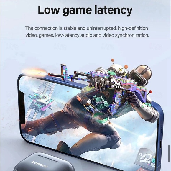 Lenovo LP40 Earphones TWS Black Wireless Bluetooth 5.0 Earbuds Touch Control - Picture 7 of 13